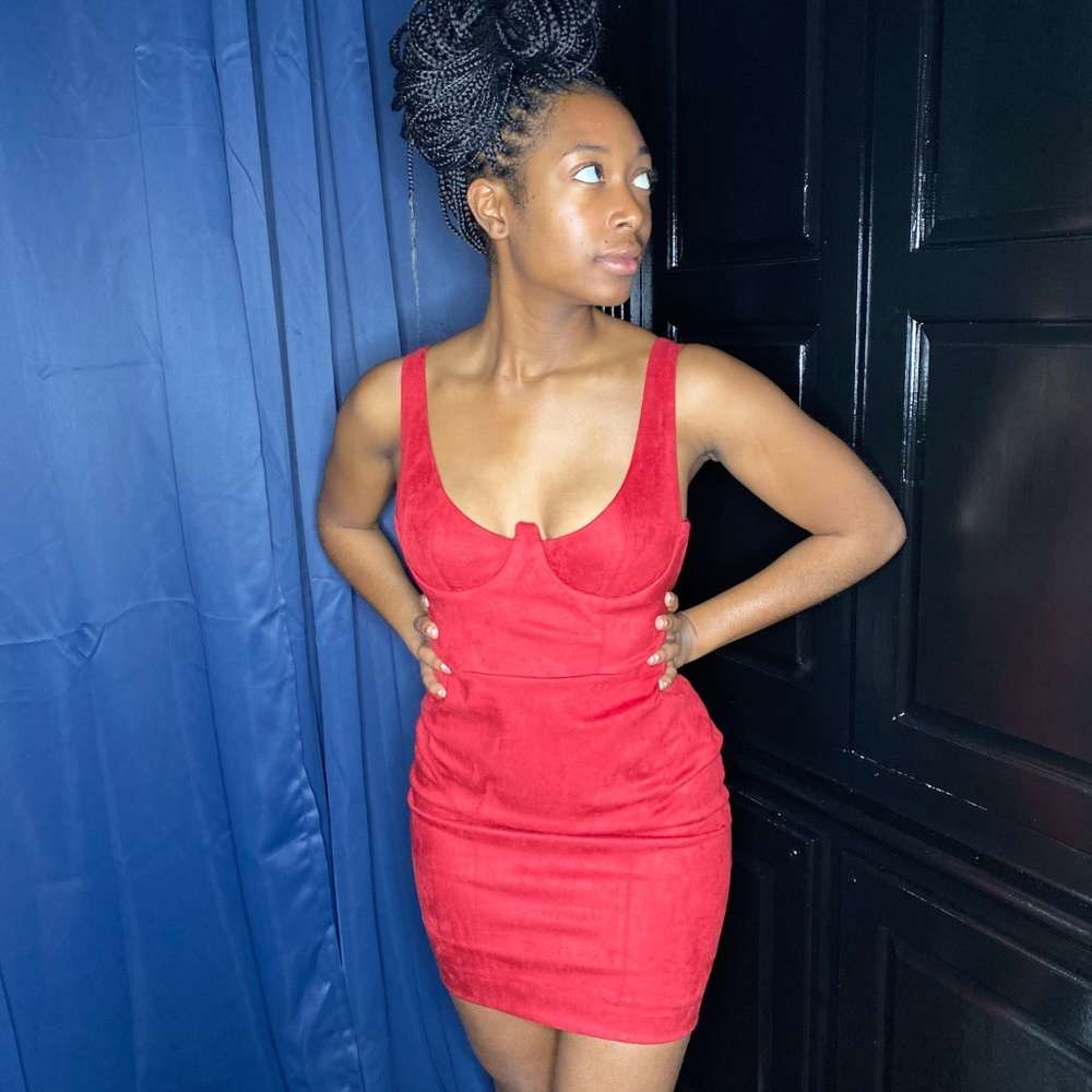 Red Suede Like Dress